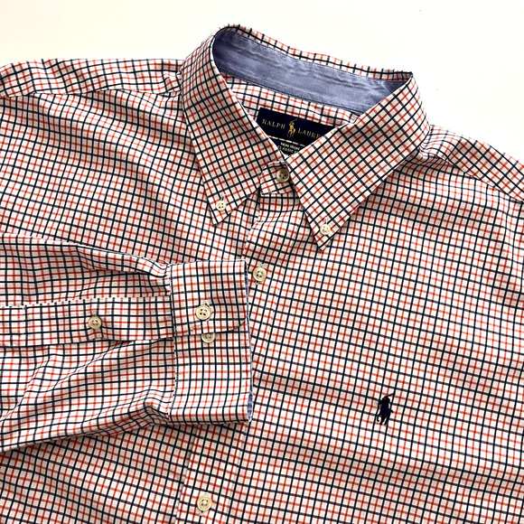 Ralph Lauren Other - Ralph Lauren XXL Men's Long Sleeve Shirt Blue & Orange Gingham Classic Fit